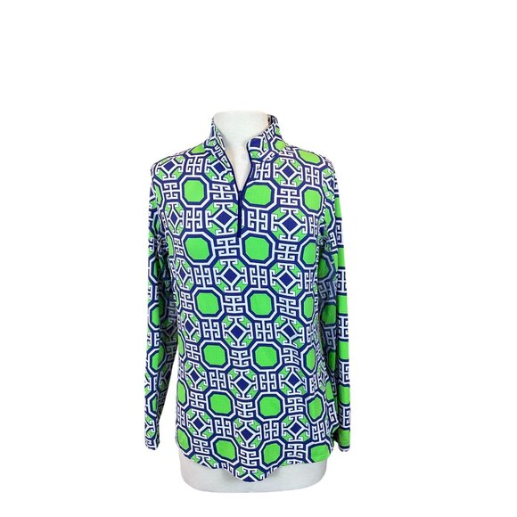 IBKUL Icifil Long Sleeve 1/4 Zip Sun Golf Pullover Classic Key Pattern Med - Picture 1 of 10